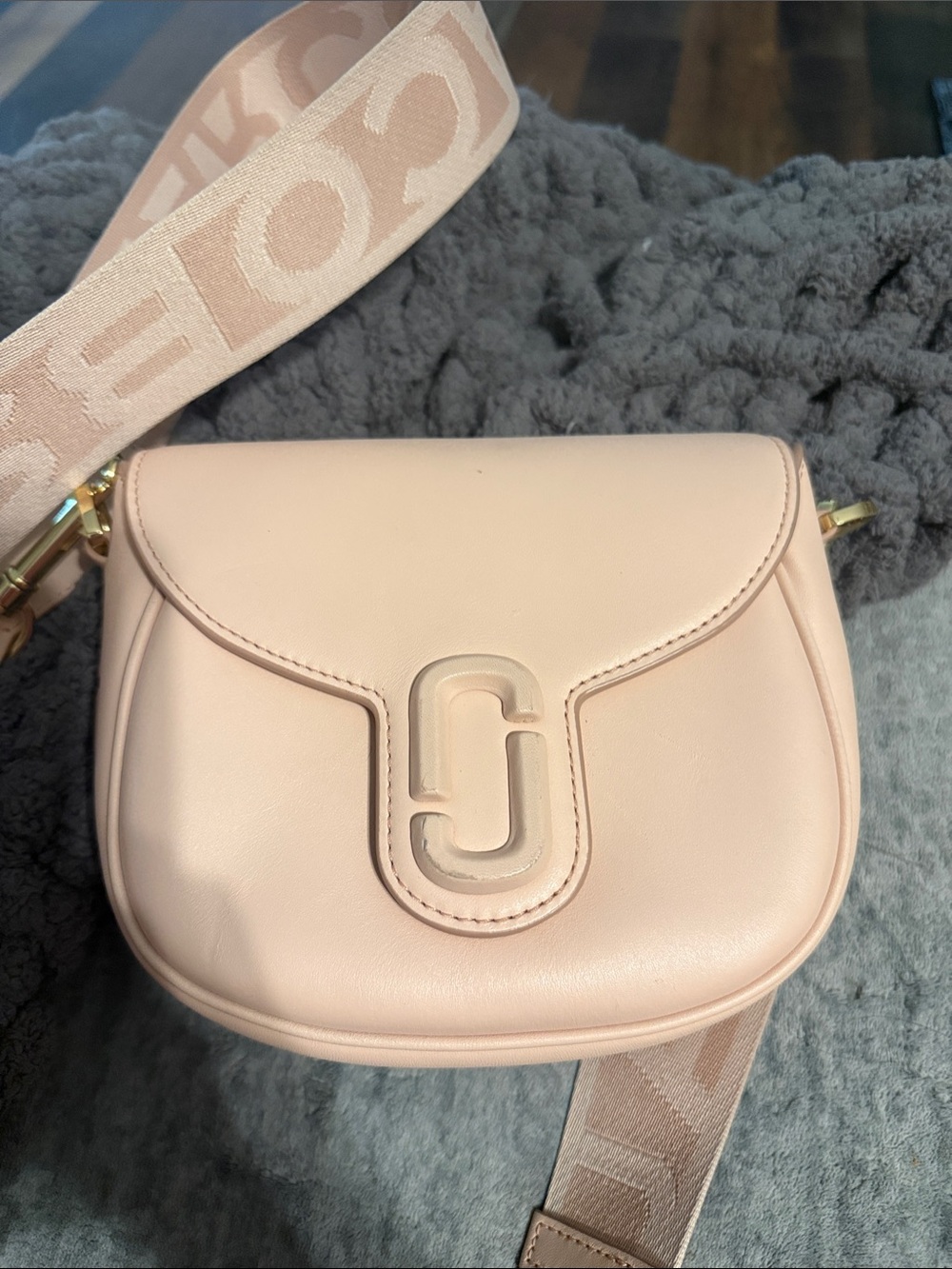 Marc Jacobs Light Pink Leather Crossbody with Logo Strap